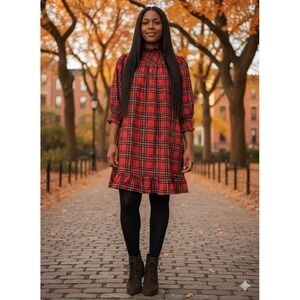 SugarLips Boswell Tartan Plaid Yare Short Sleeve Mini Dress Sz L Preppy Babydoll
